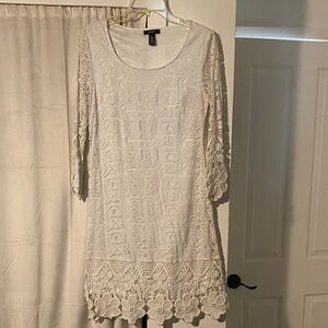 Alfani White Floral Lace Long Sleeve Dress